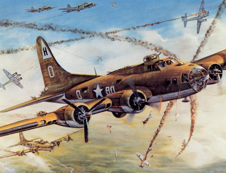 B-17 Flying Fortresses of the 306th Bomb Group on the Second Schweinfurt mission, 14 October 1943